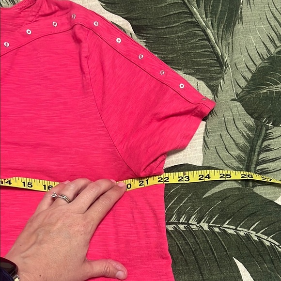 Chico's Pink Relaxed Short Sleeve T-Shirt with Studded Detail - Picture 7 of 7